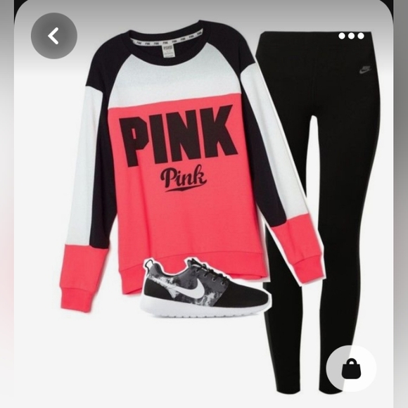 PINK VS Colorblock Sweatshirt Pink, Blk & White - Picture 3 of 9